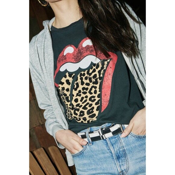 Rolling Stones Leopard Tongue Oversized Fit Band Shirt by